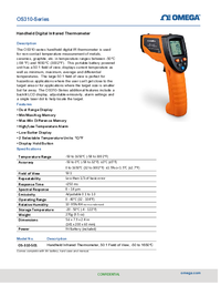 Thumbnail of document Data Sheet - OS-310-501 -20 to 1650°C, 50:1 High Performance Infrared Thermometer